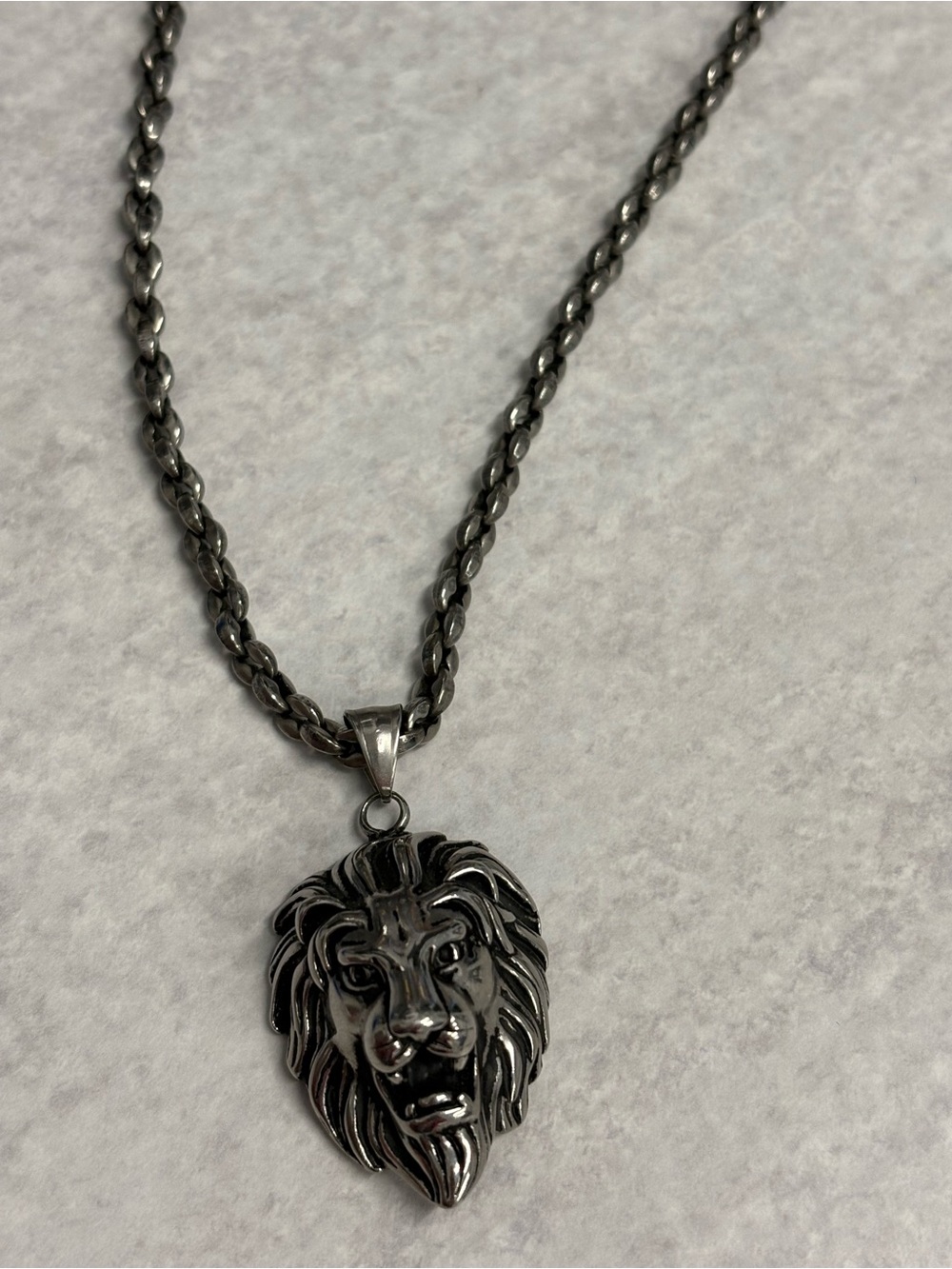 Share Lion Head Pendant Necklace Stainless Steel Men's Jewelry Thick Chain